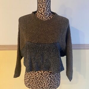 Liu Jo‎ Milano Knit Sweater Metallic Sparkle Chevron Patchwork Cropped Women